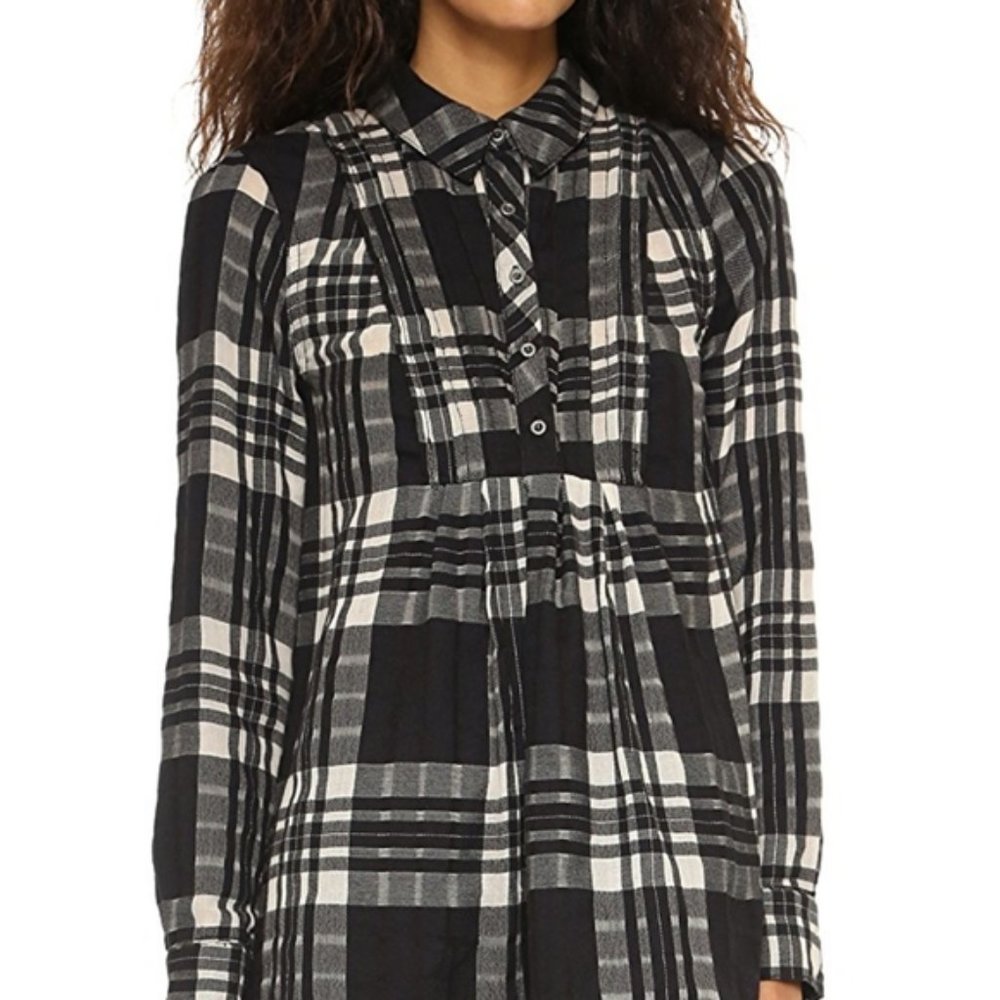 NWT Free People plaid Baby Blues tunic